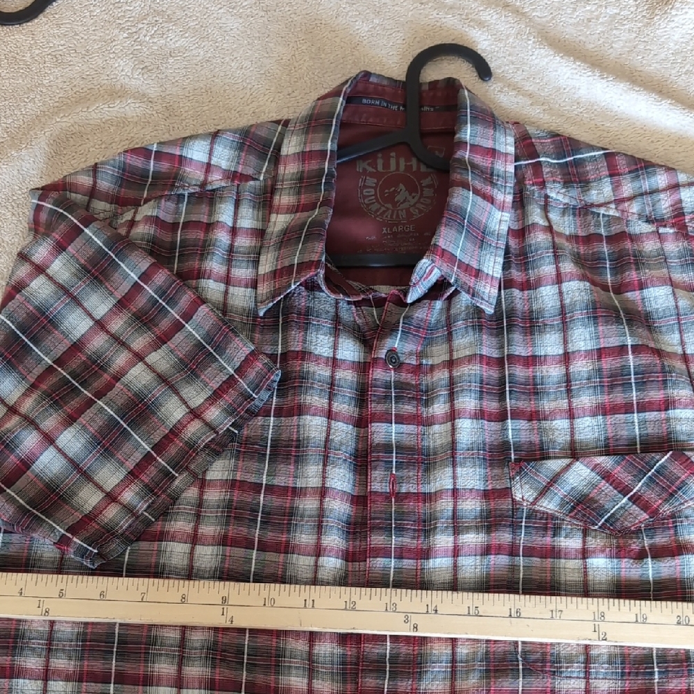 Kuhl Red and Gray Casual Button Down Shirt